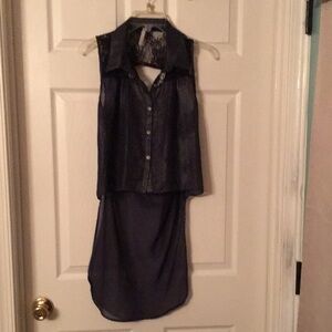 Sleeveless Navy Button-Up Dress